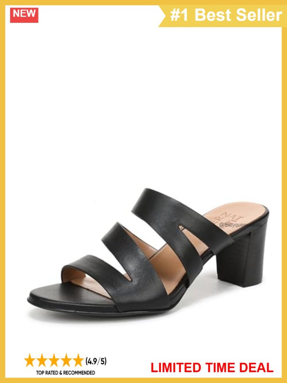 Naturalizer Beaming Strappy Slide Heeled Sandal Comfort Block Heel